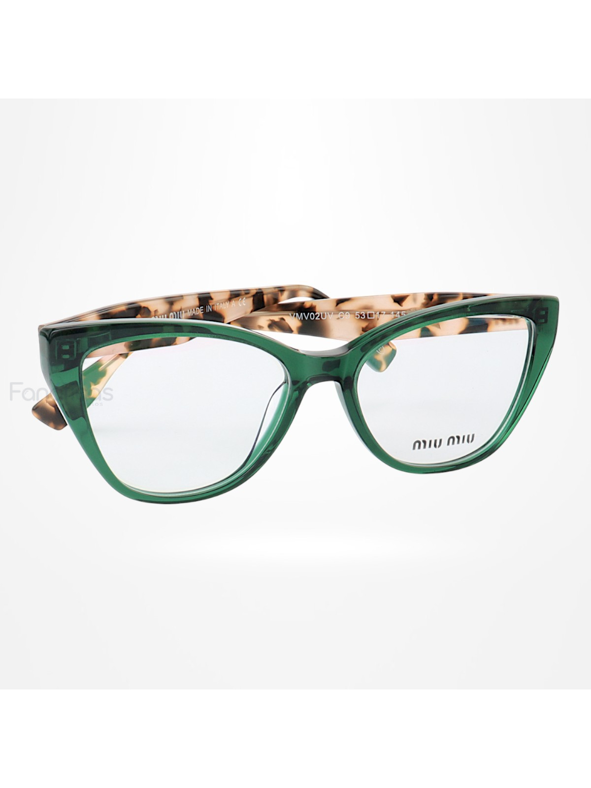 Armação de Óculos Gatinho VMV02UV Verde e Tartaruga
