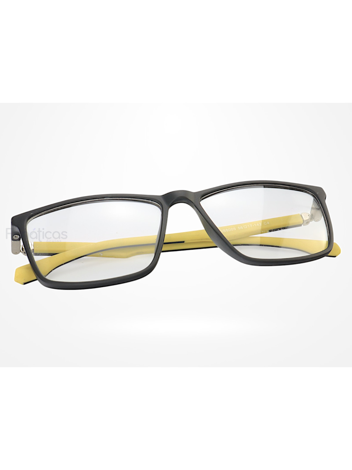 Armação de Óculos GB8005 Retangular Preto e Amarelo
