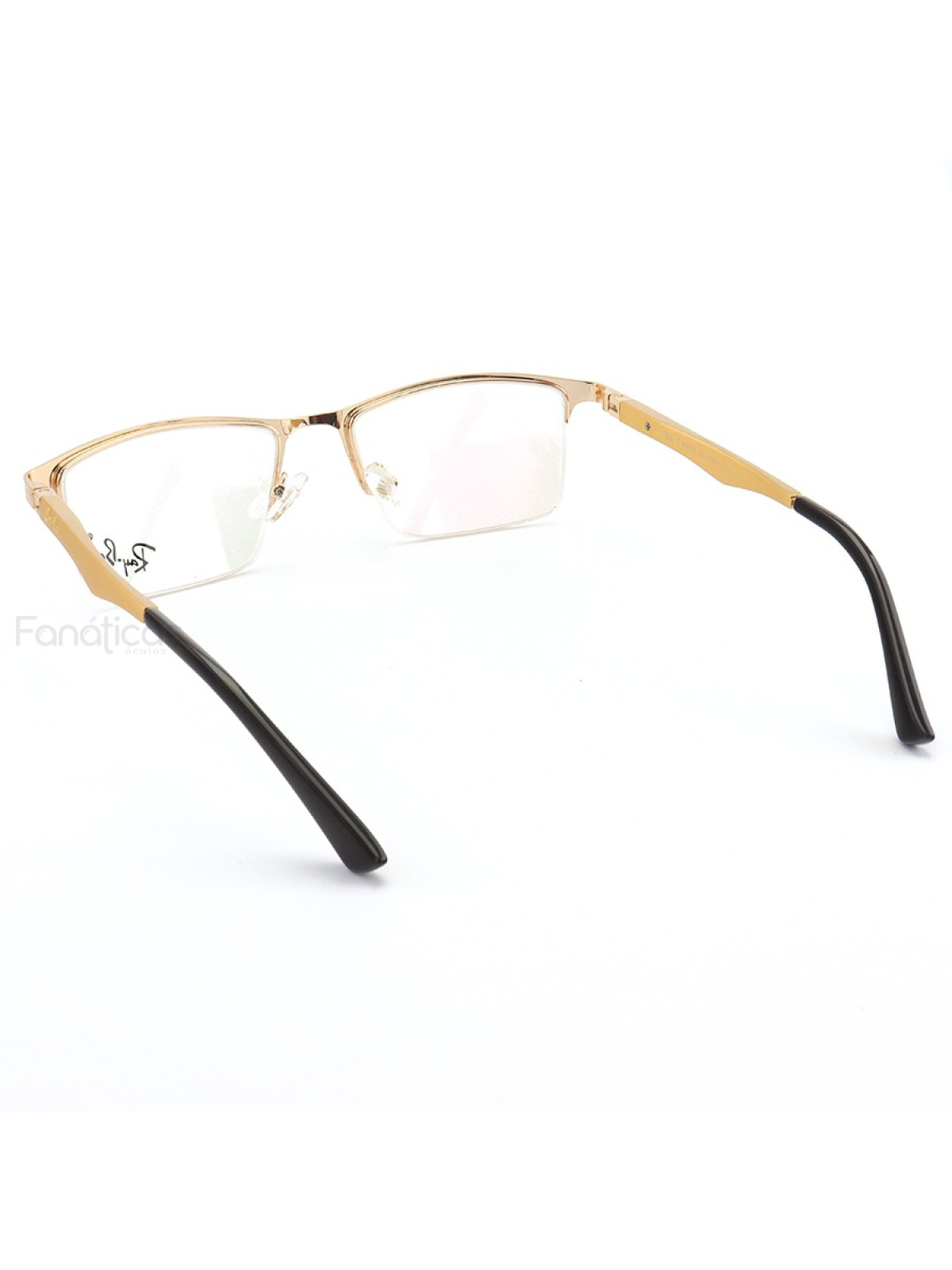 Armação de Óculos Masculina Meio Aro FN9128 Dourada