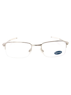 Armação de Óculos Meio Aro 826 Metal Prata Masculina