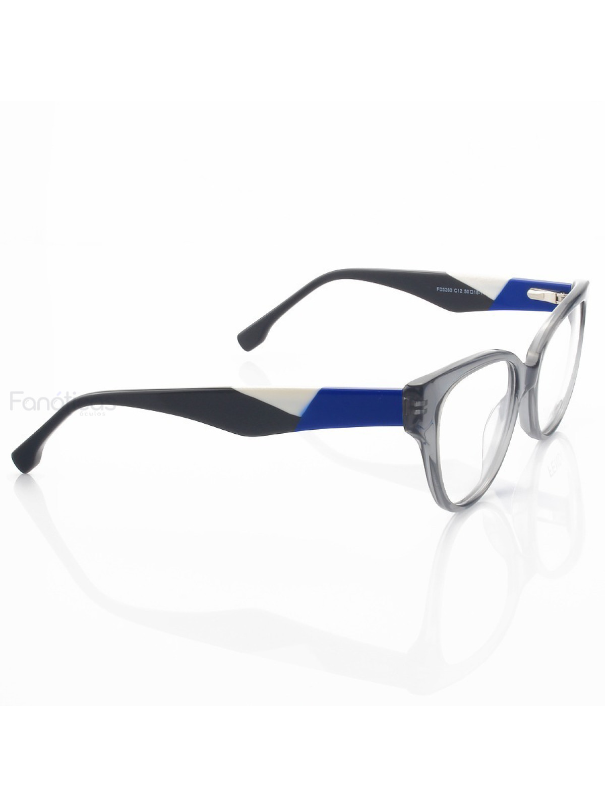 Armação de Óculos Oval FD3260 Cinza e Azul