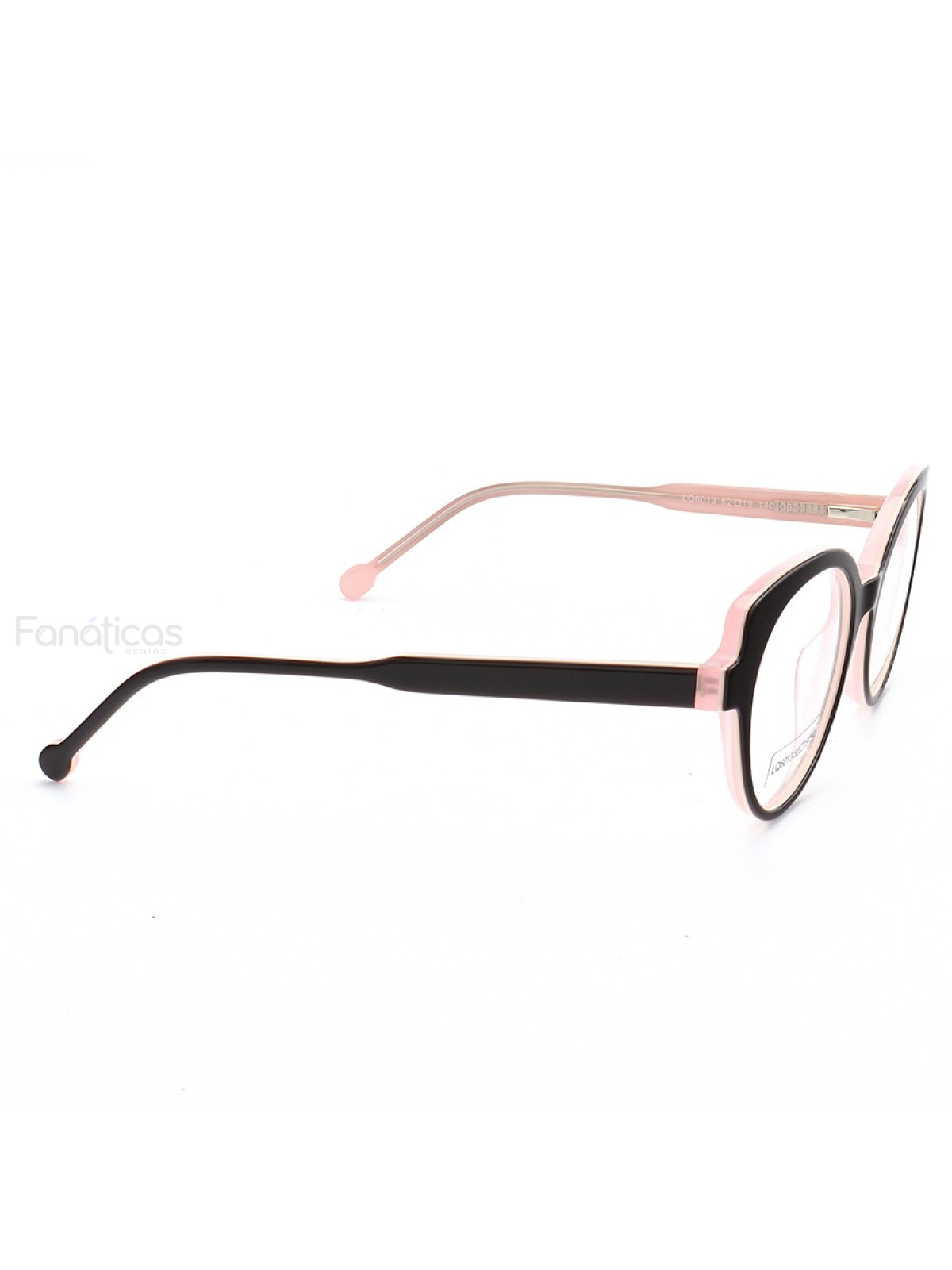 Armação de Óculos Oval LQ6013 Preta e Rosa