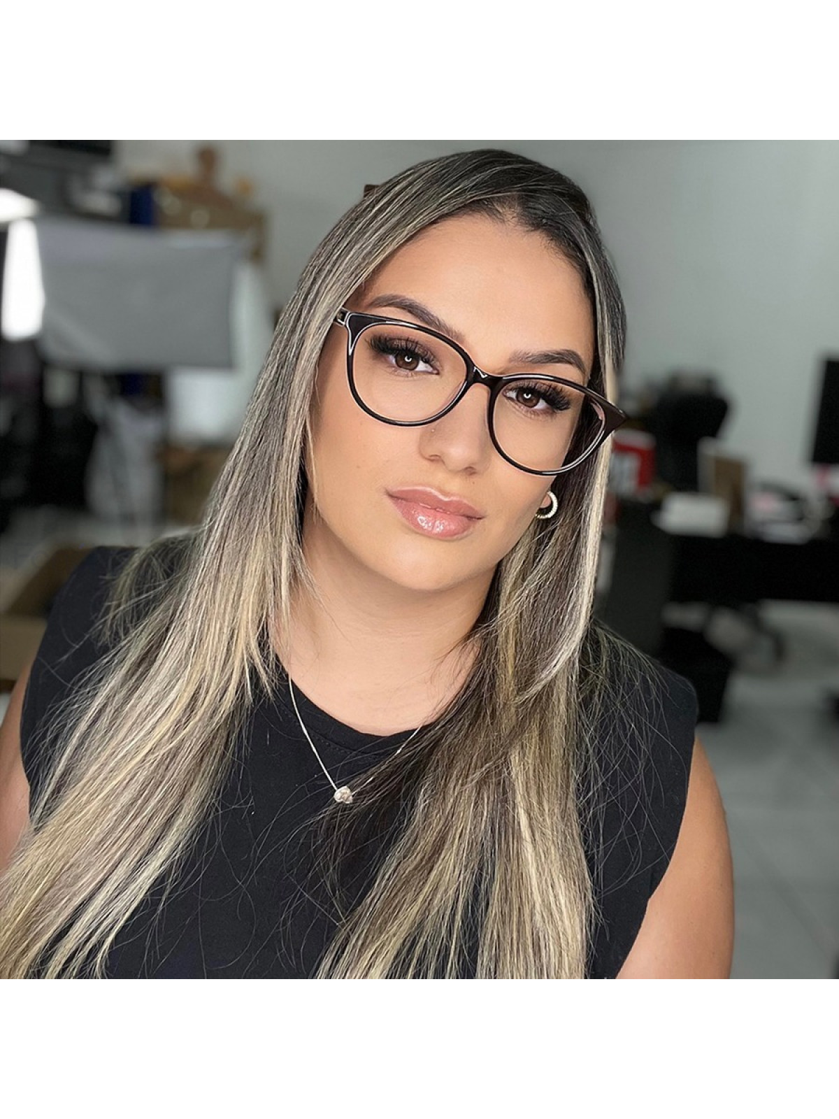 Armação de Óculos Oval TF2175 Marrom e Rosa