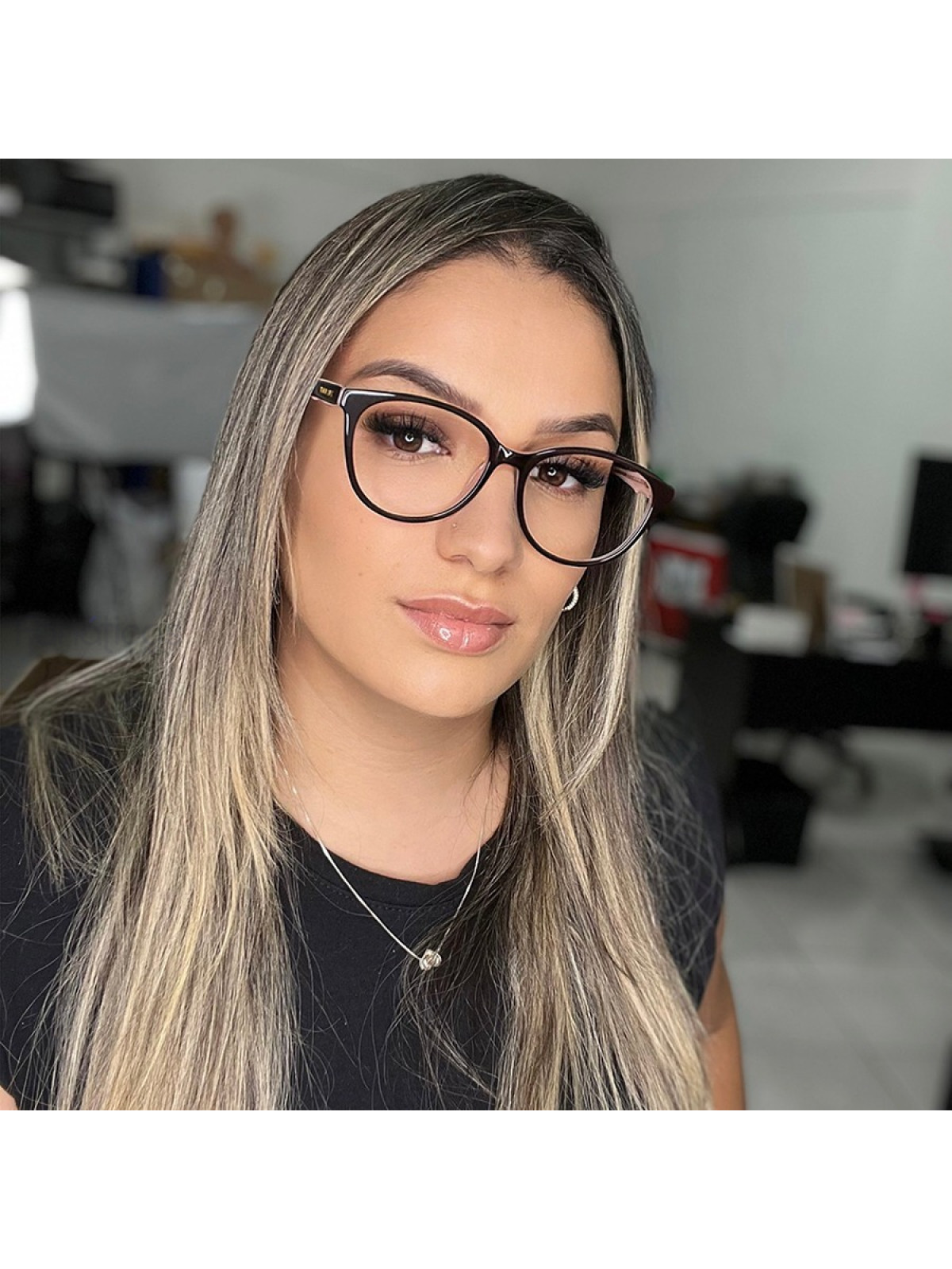 Armação de Óculos Oval TF2175 Marrom e Rosa