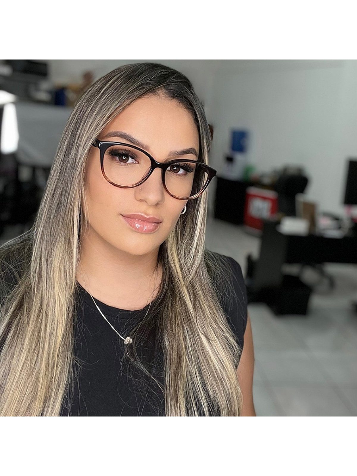 Armação de Óculos Oval TF2175 Preto Degrade