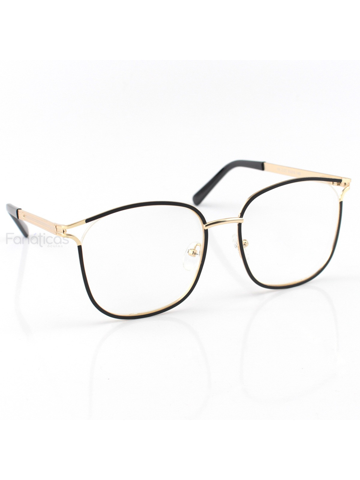 Armação de Óculos Quadrada 2127 Dourado e Preto
