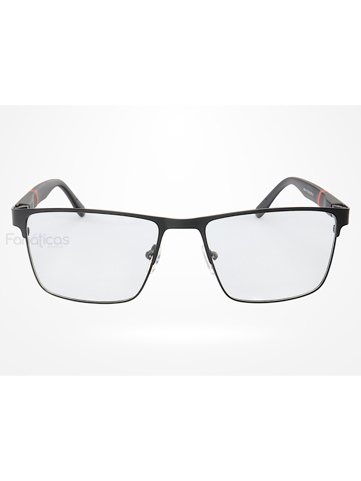Armação de Óculos 2306 Quadrado Preto e Vermelho