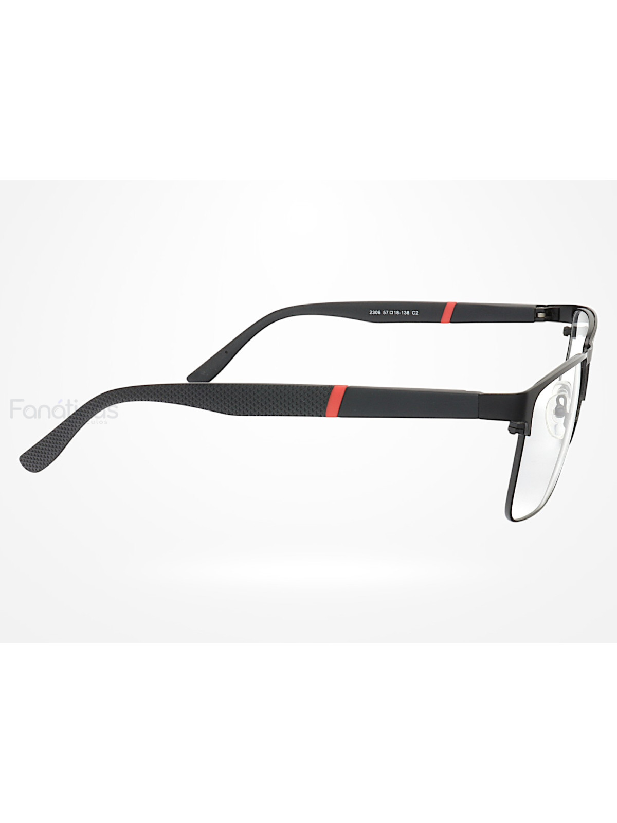 Armação de Óculos 2306 Quadrado Preto e Vermelho