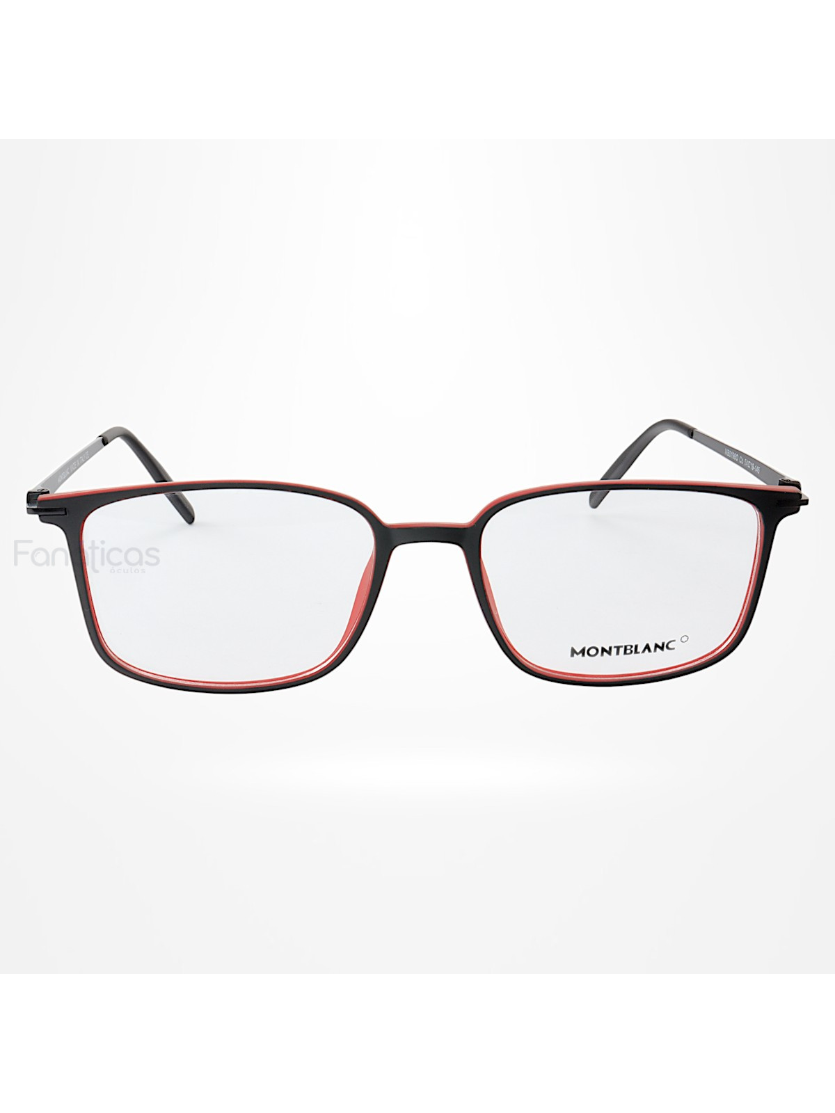Armação de Óculos Quadrada MB0196O Preto e Vermelho