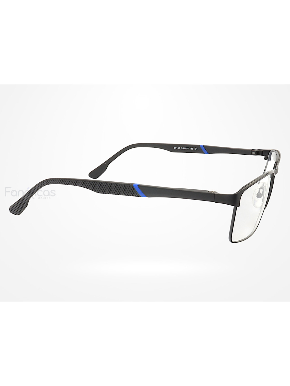 Armação de Óculos 65109 Quadrado Preto e Azul