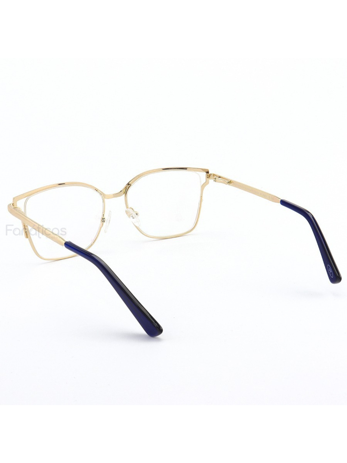 Armação de Óculos Quadrada PD54 Dourado e Azul