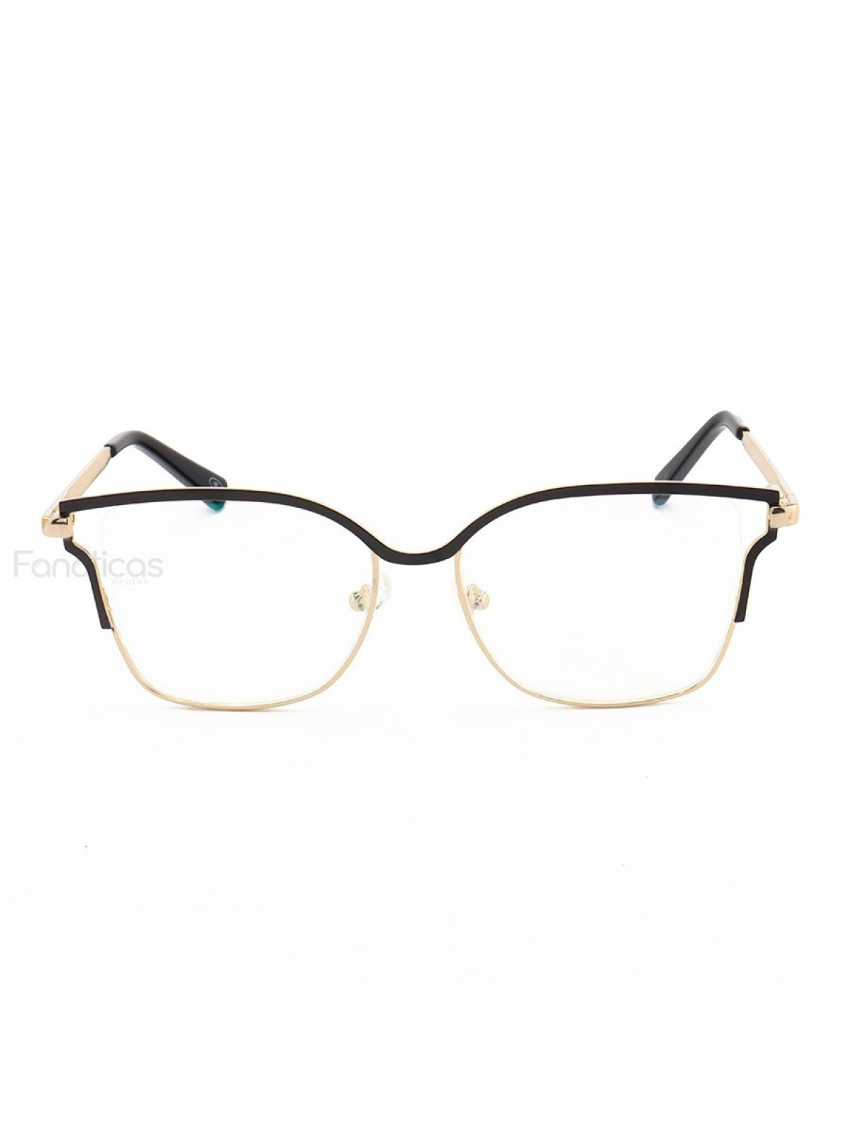 Armação de Óculos Quadrada PD54 Dourado e Preto