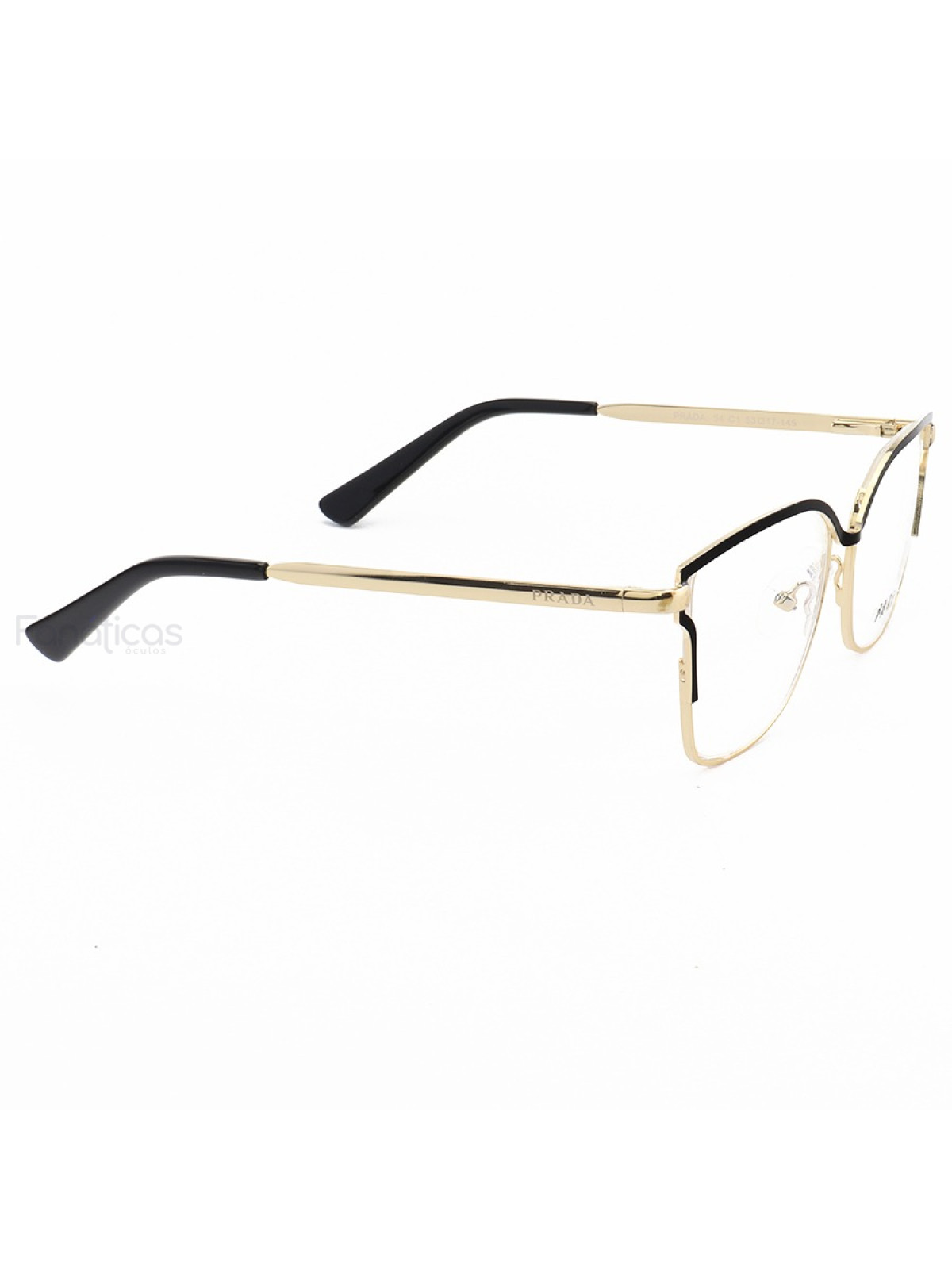 Armação de Óculos Quadrada PD54 Dourado e Preto
