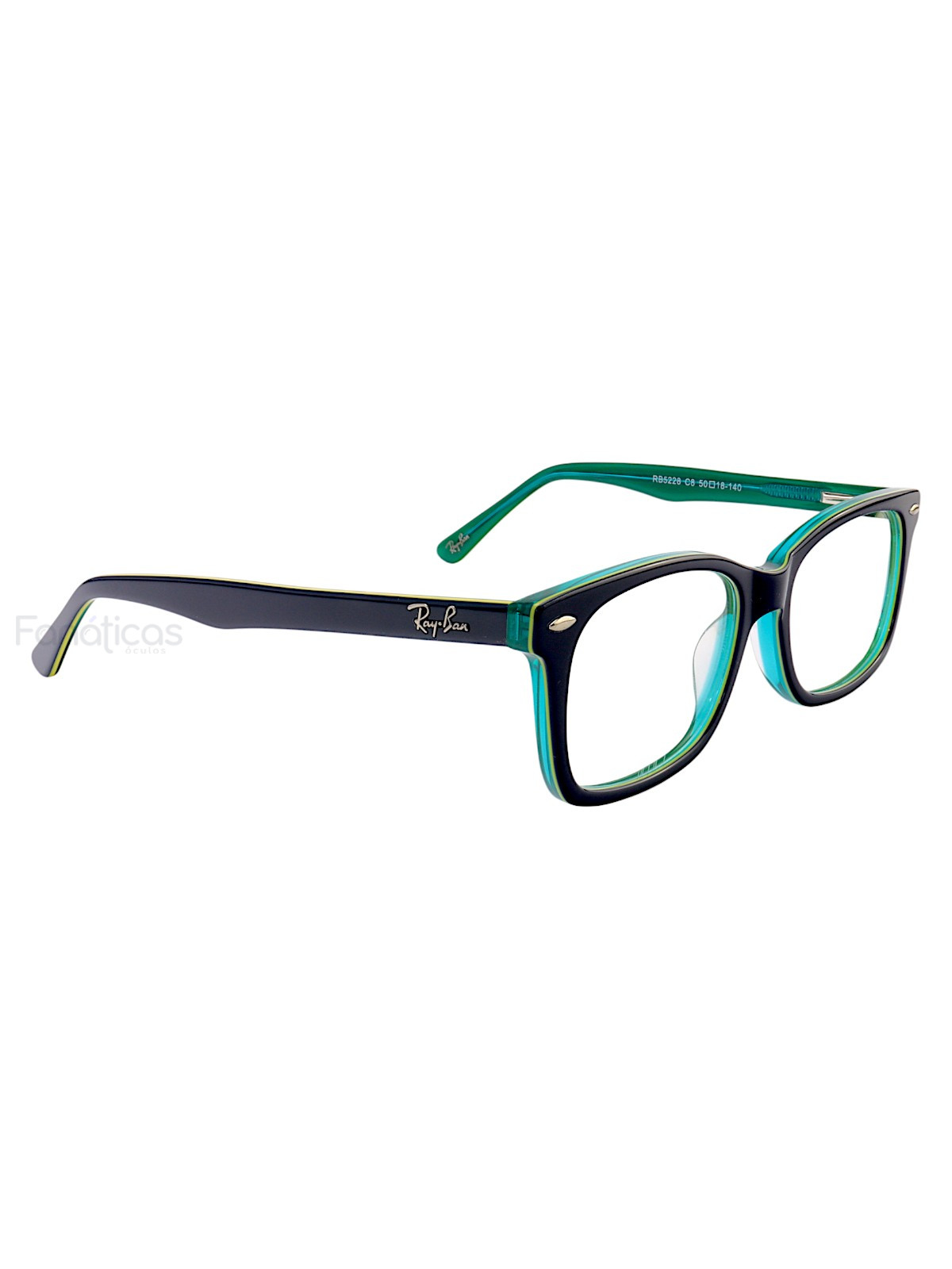 Armação de Óculos Quadrada RB5228 Azul e Verde