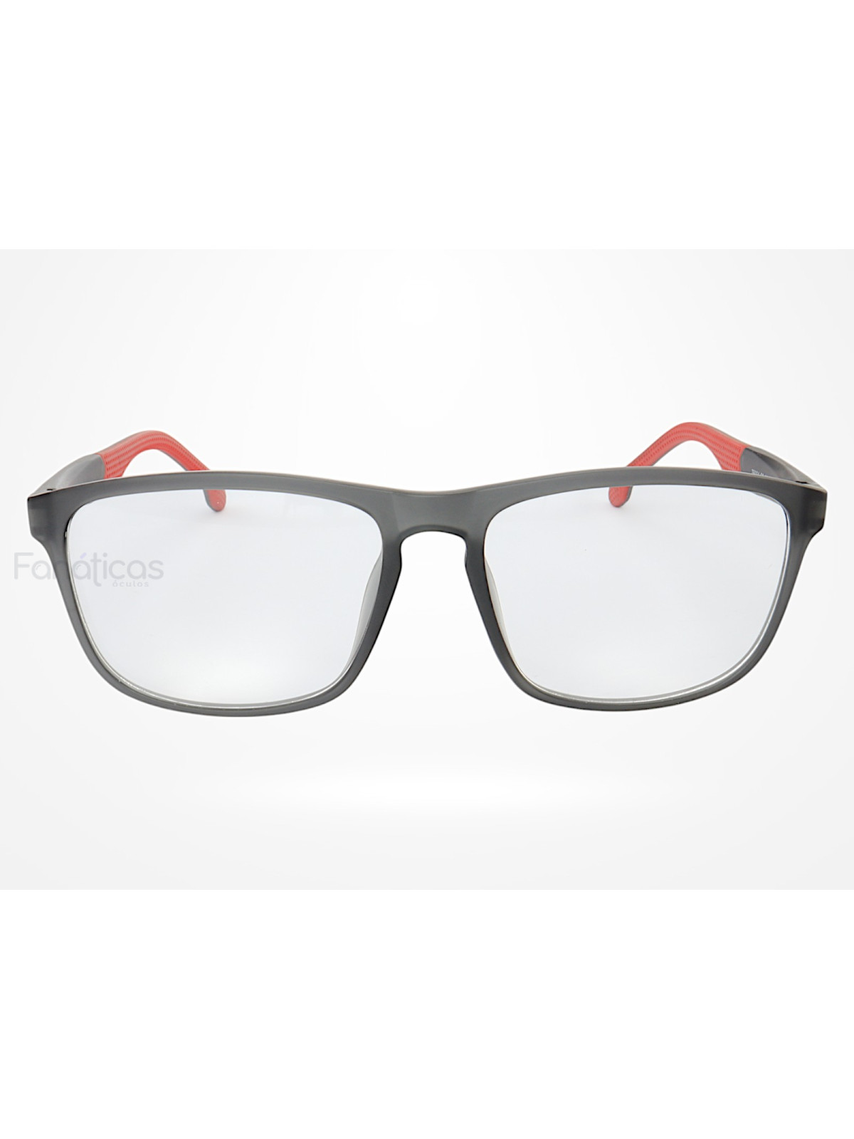 Armação de Óculos 76004 Quadrado Cinza e Vermelho