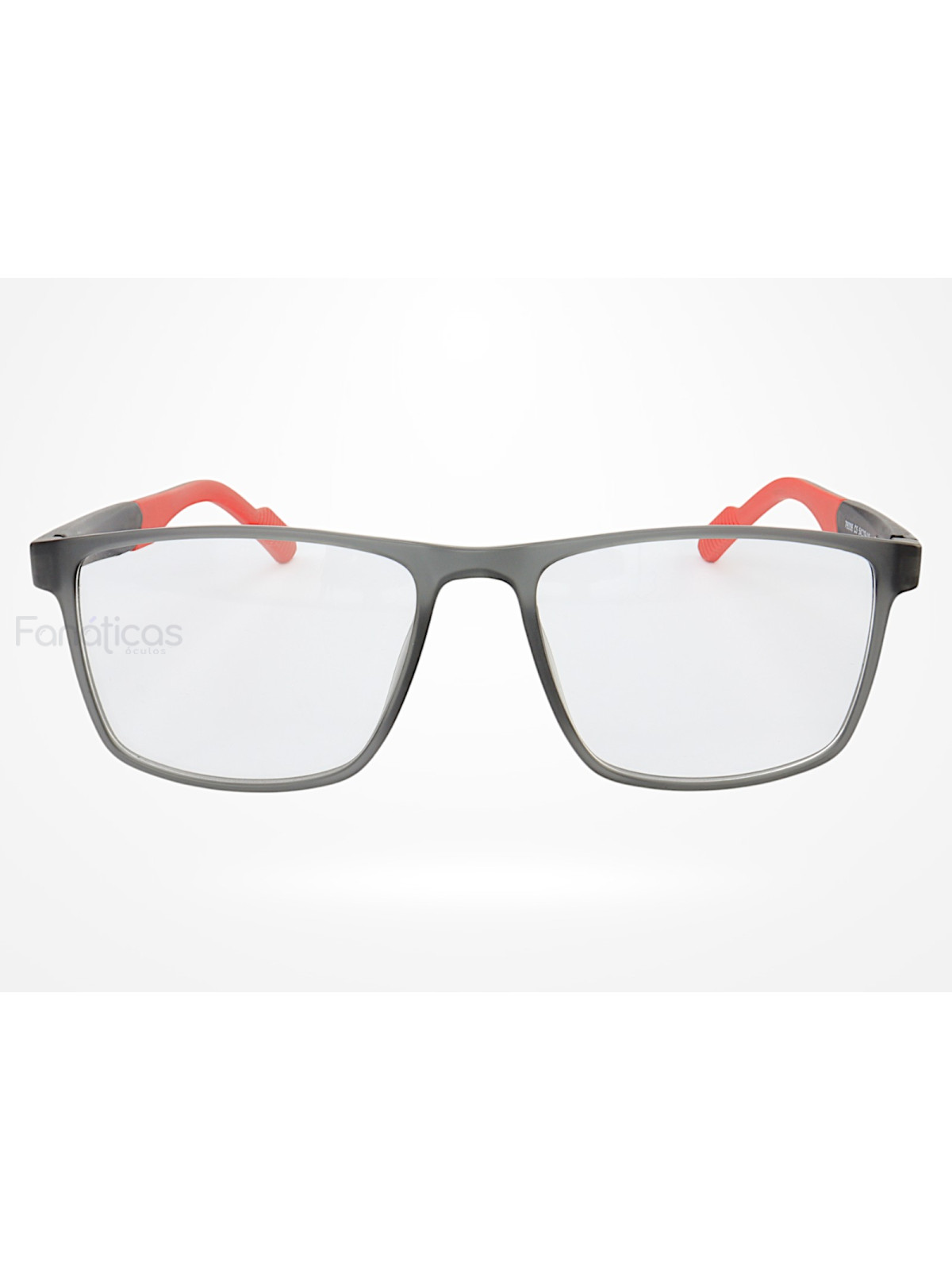 Armação de Óculos 76006 Quadrado Cinza e Vermelho