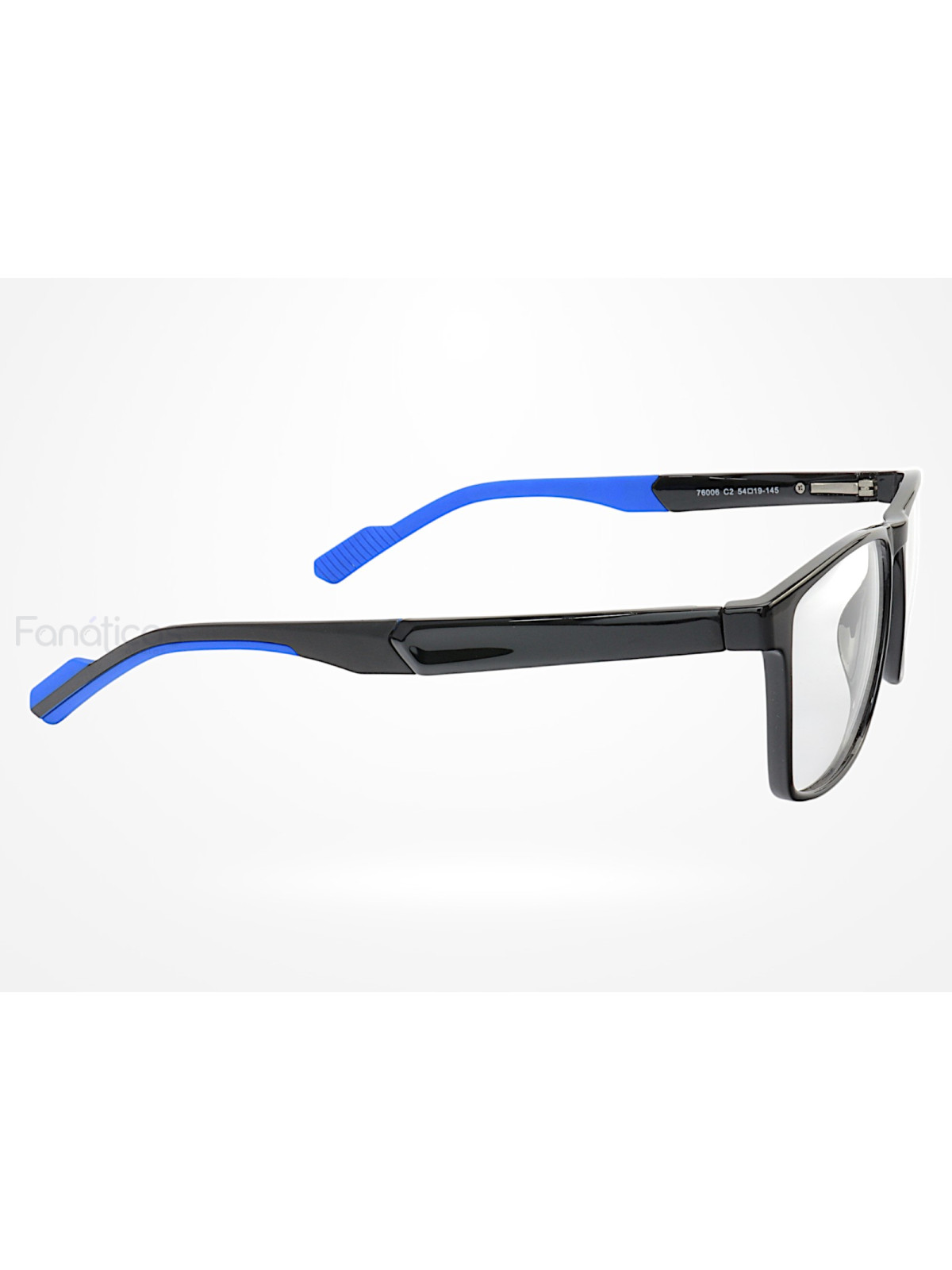 Armação de Óculos 76006 Quadrado Preto Brilho e Azul