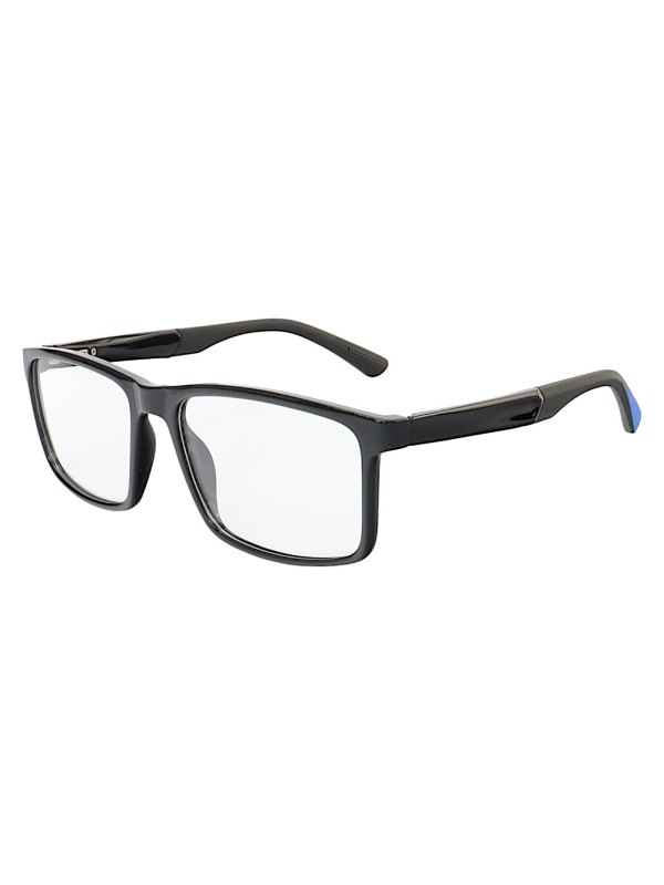 Armação de Óculos 76009 Quadrado Preto Brilho e Azul