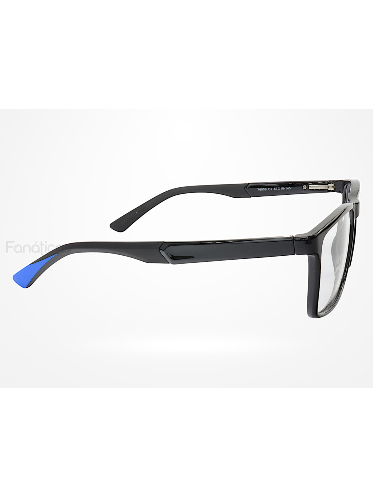 Armação de Óculos 76009 Quadrado Preto Brilho e Azul