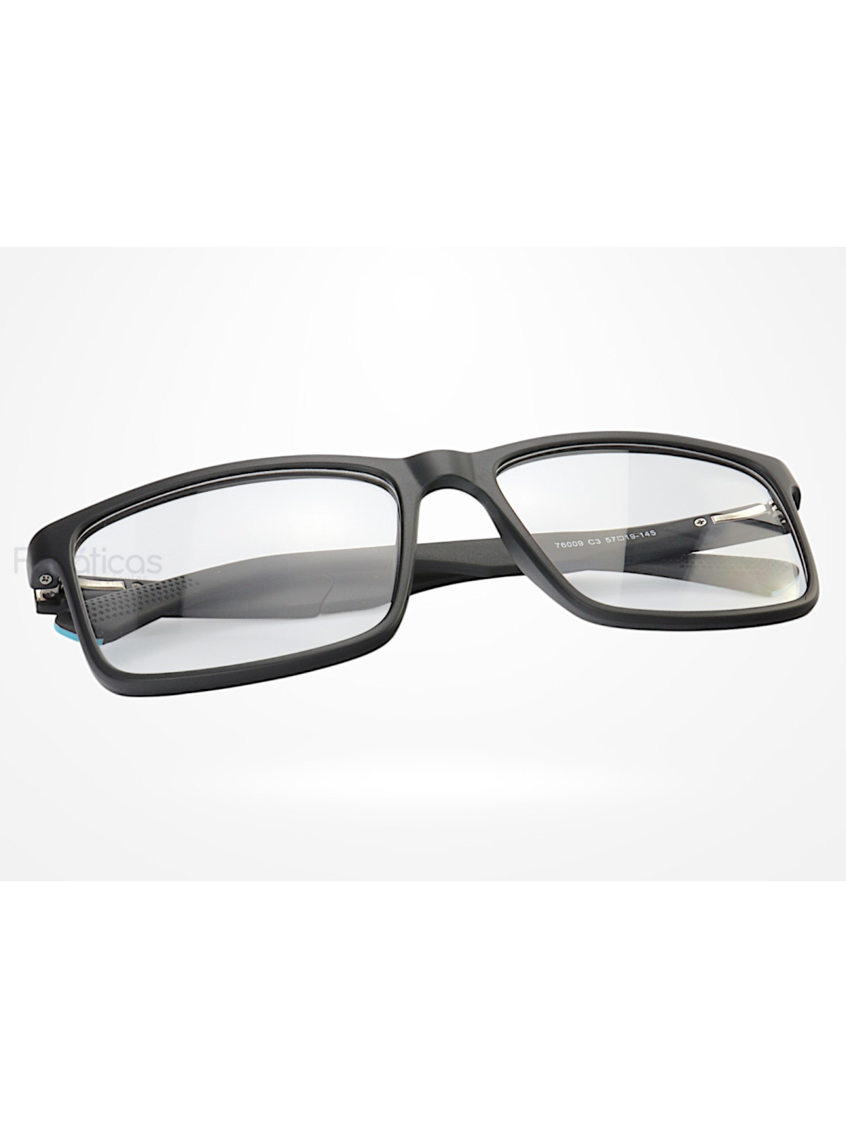 Armação de Óculos 76009 Quadrado Preto e Azul Claro