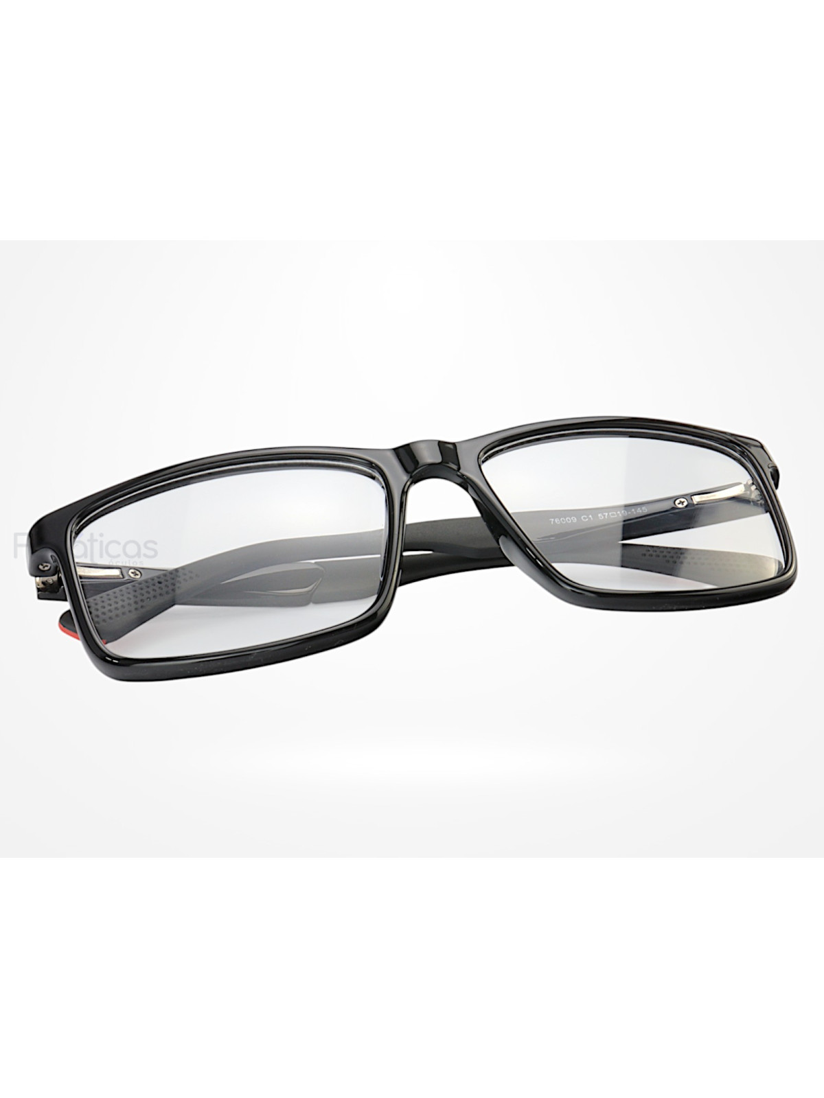 Armação de Óculos 76009 Quadrado Preto e Vermelho