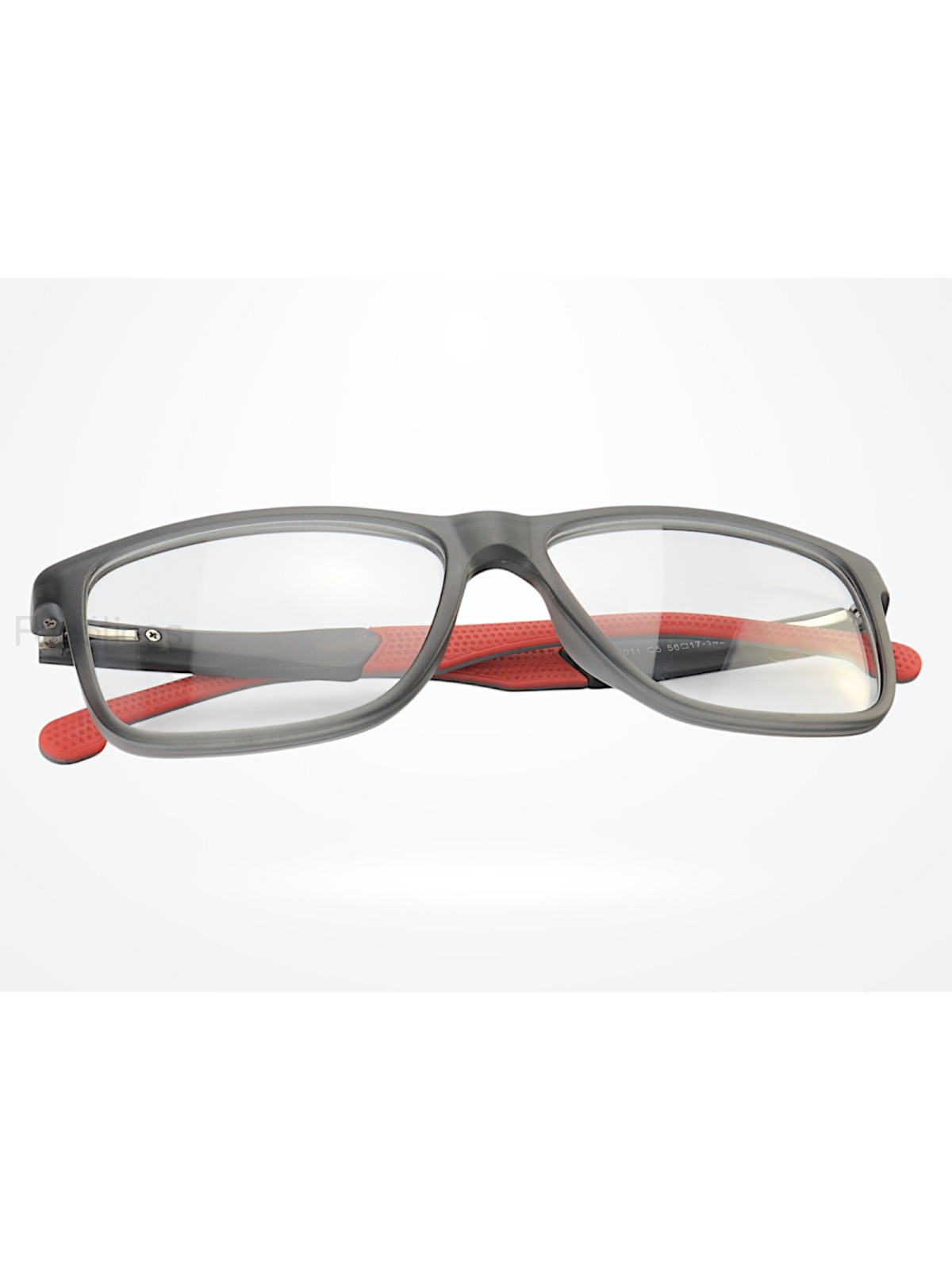 Armação de Óculos 76011 Quadrado Cinza e Vermelho