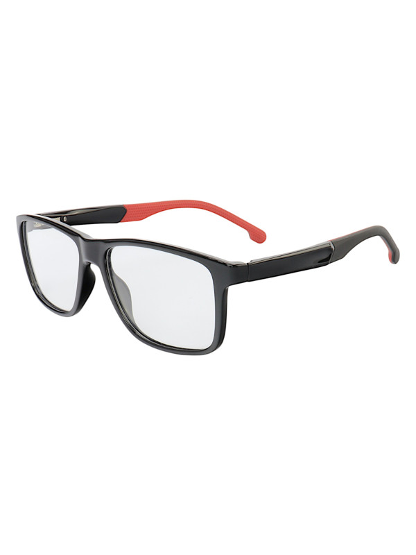 Armação de Óculos 76011 Quadrado Preto Brilho e Vermelho