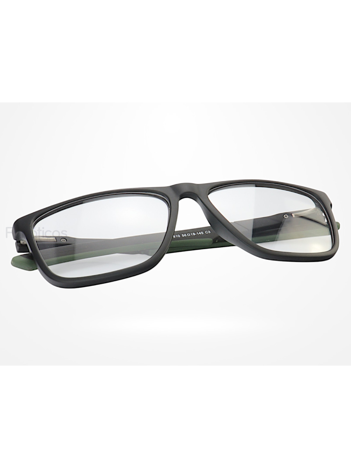 Armação de Óculos 7810 Quadrado Preto e Verde