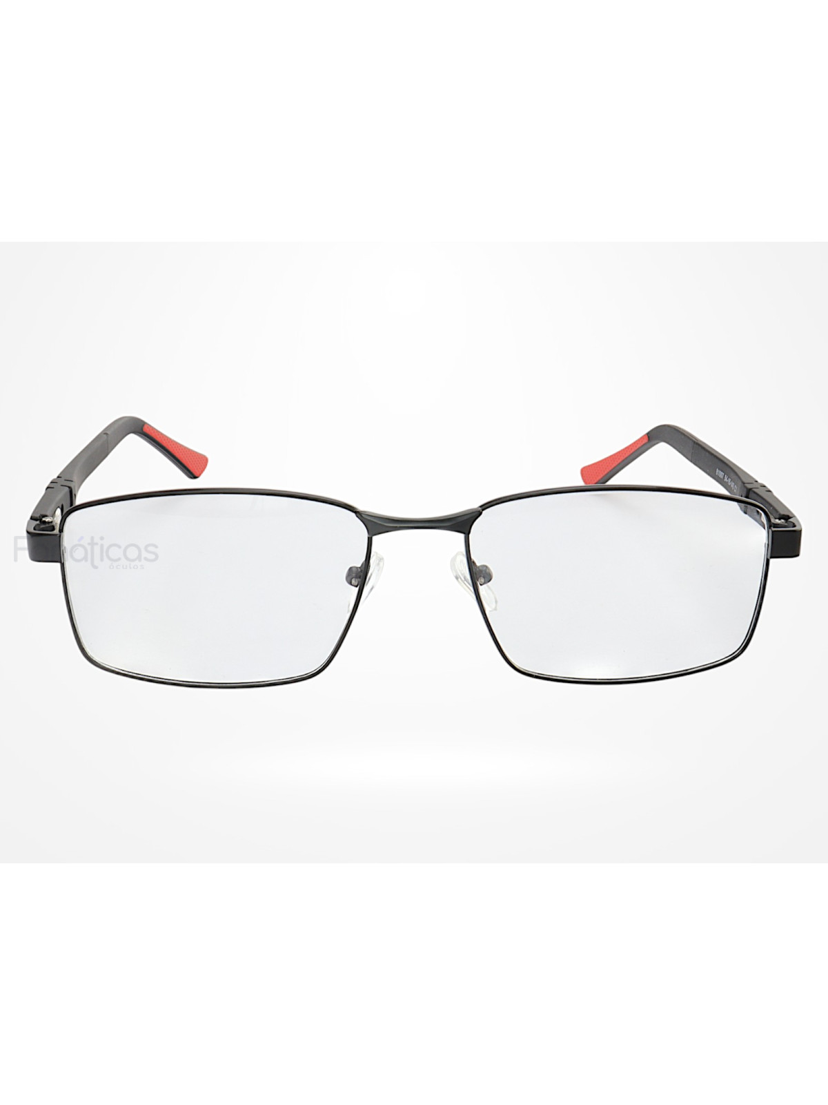 Armação de Óculos 81007 Quadrado Preto e Vermelho