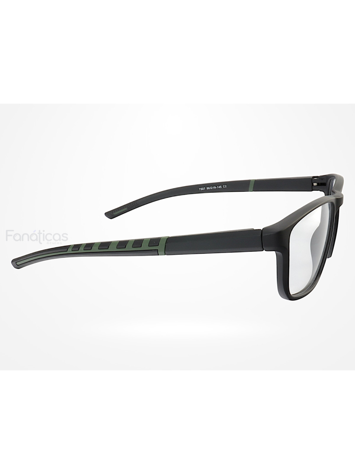 Armação de Óculos 8207 Esportivo Quadrado Preto e Verde