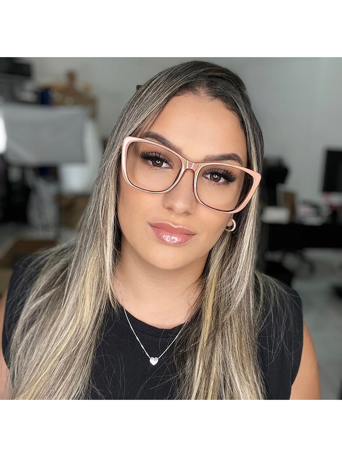 Armação de Óculos Quadrado LQ92357 Nude
