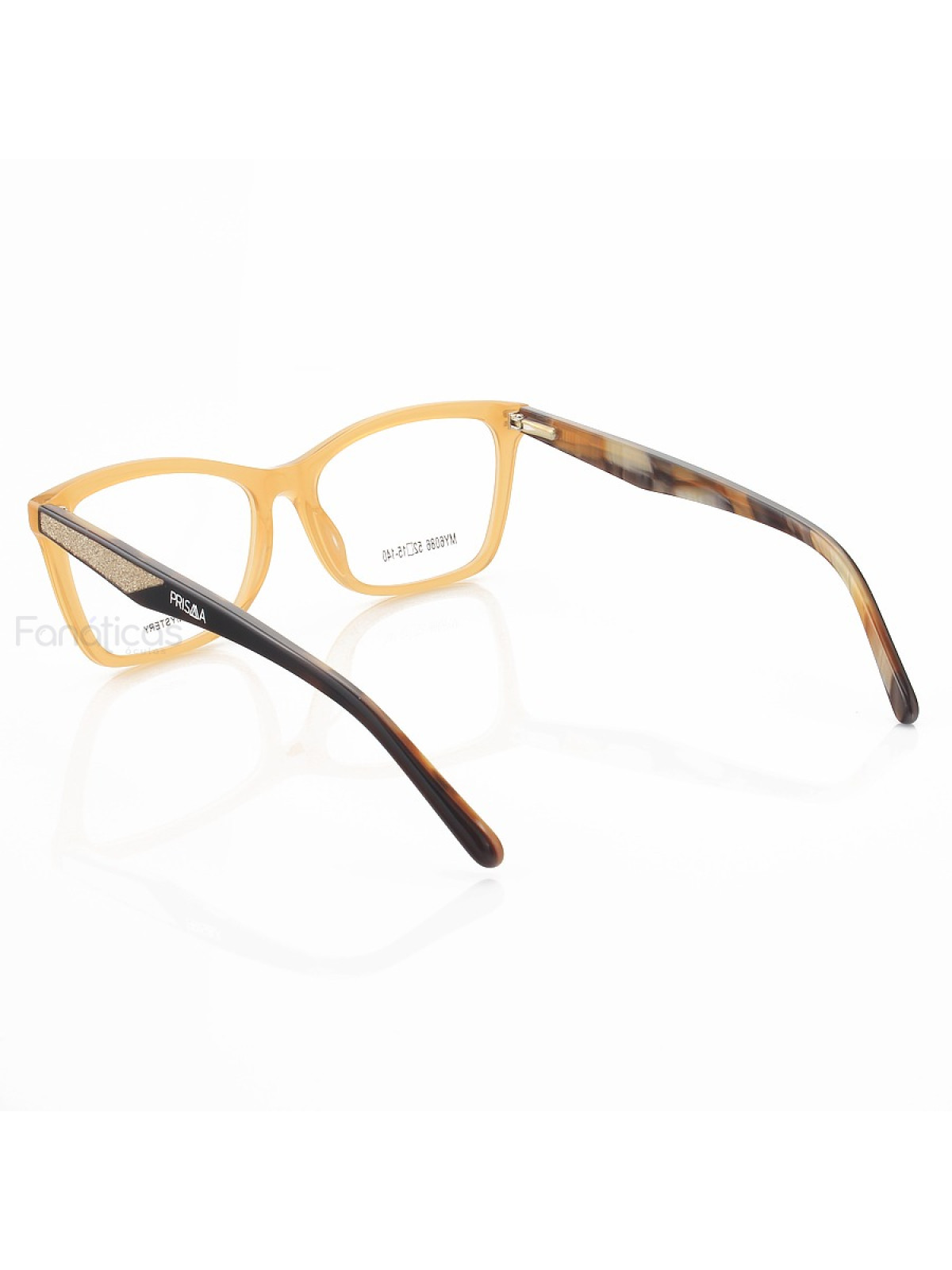 Armação de Óculos Quadrado MY6086 Acetato Laranja e Marrom