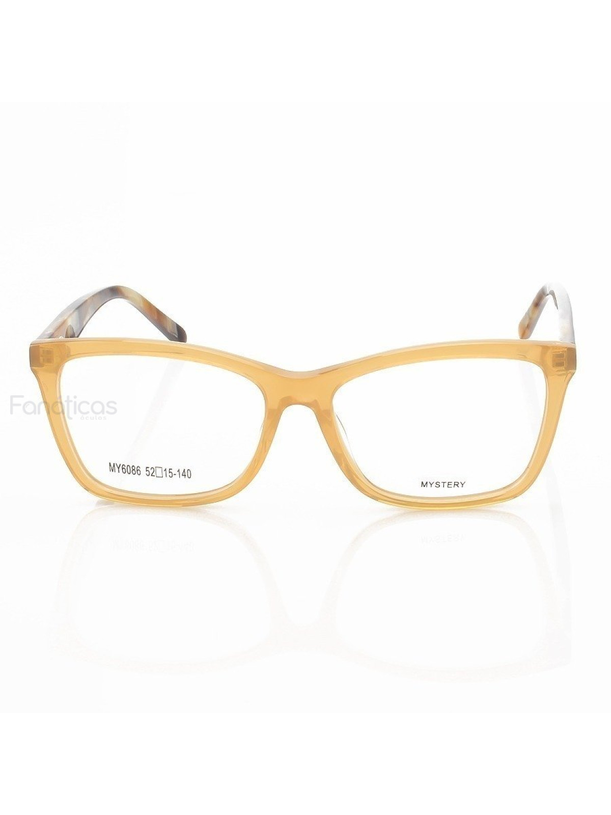 Armação de Óculos Quadrado MY6086 Acetato Laranja e Marrom