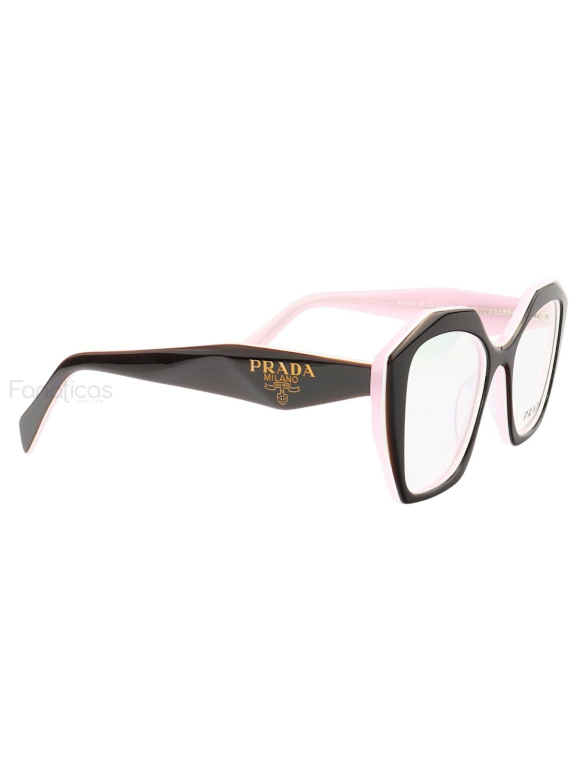 Armação de Óculos Quadrado PD58 Preto e Rosa
