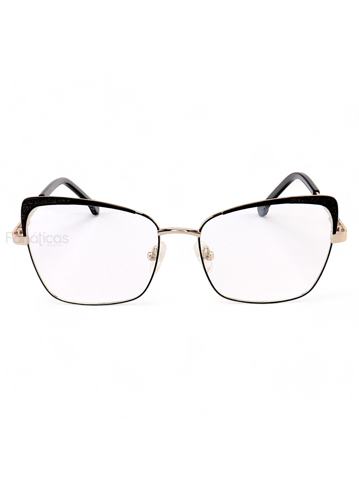 Armação de Óculos Quadrado VC8006 Preto e Dourado