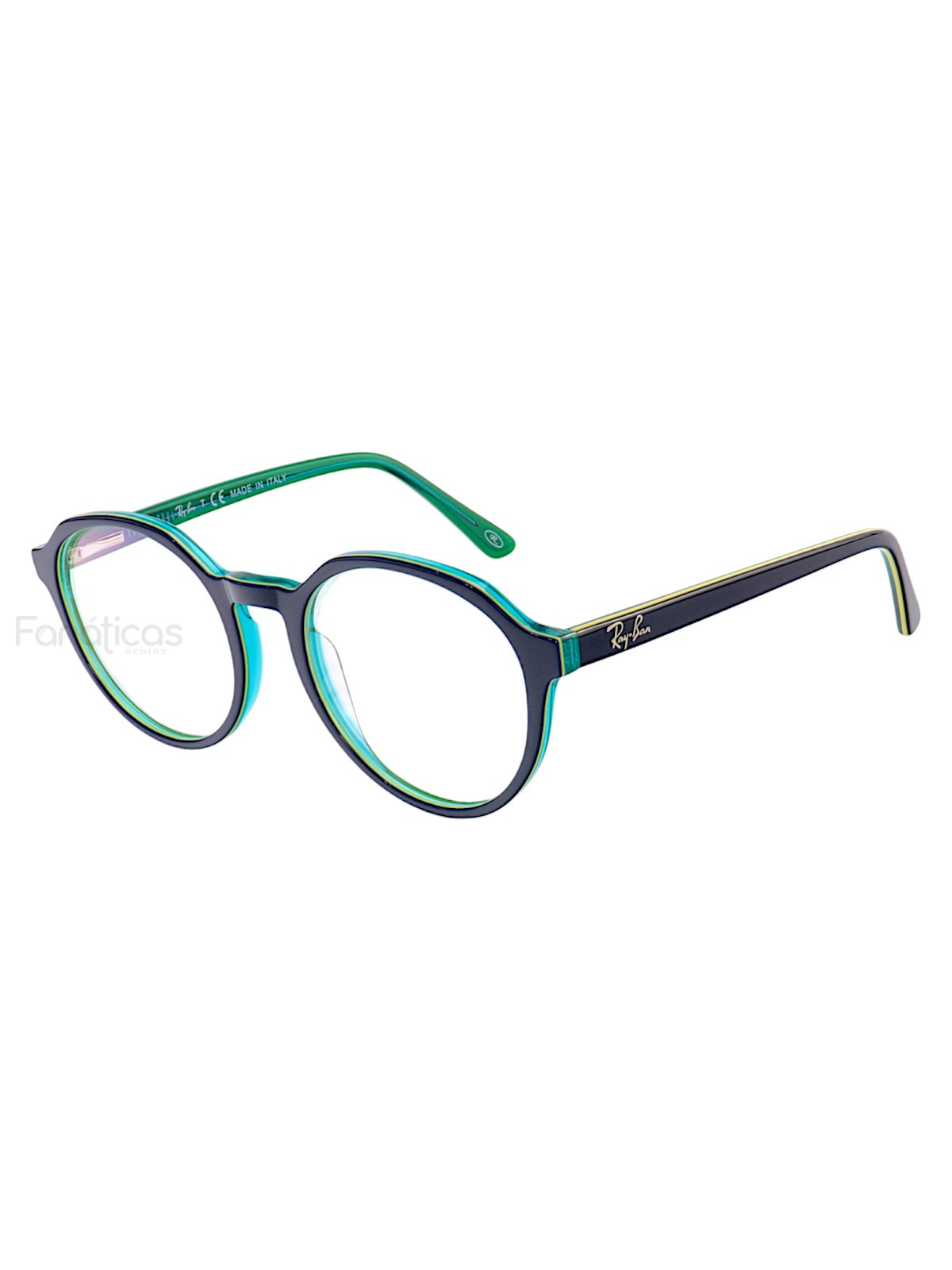 Armação de Óculos RB7187 Redondo Azul e Verde