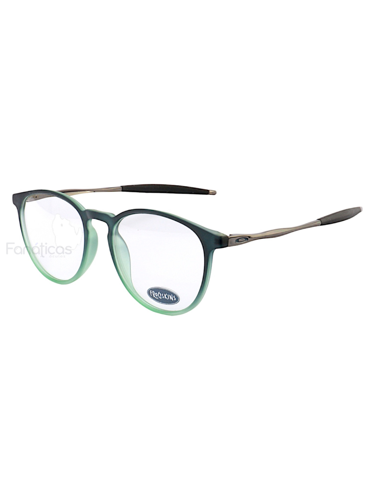 Armação de Óculos Redonda 3219 Acetato Preta e Verde Masculina