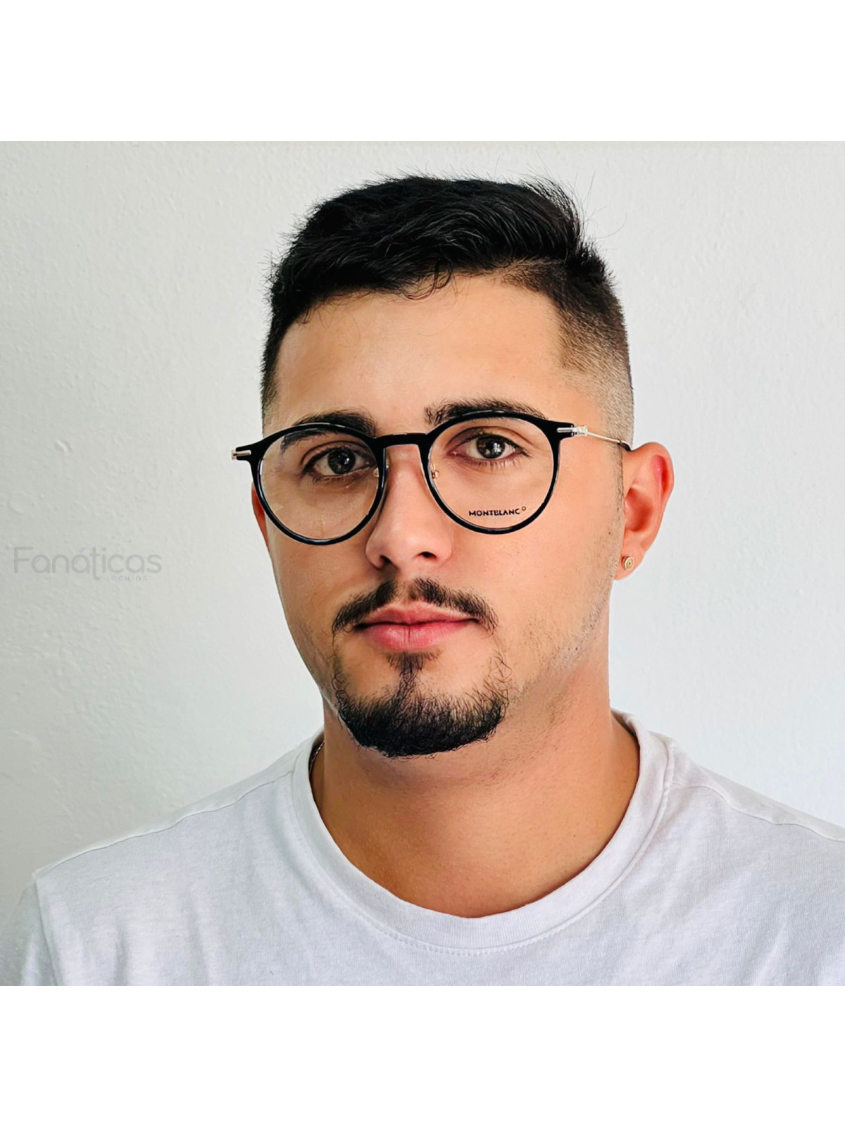 Armação de Óculos Redondo MB0090 Preto Brilhante