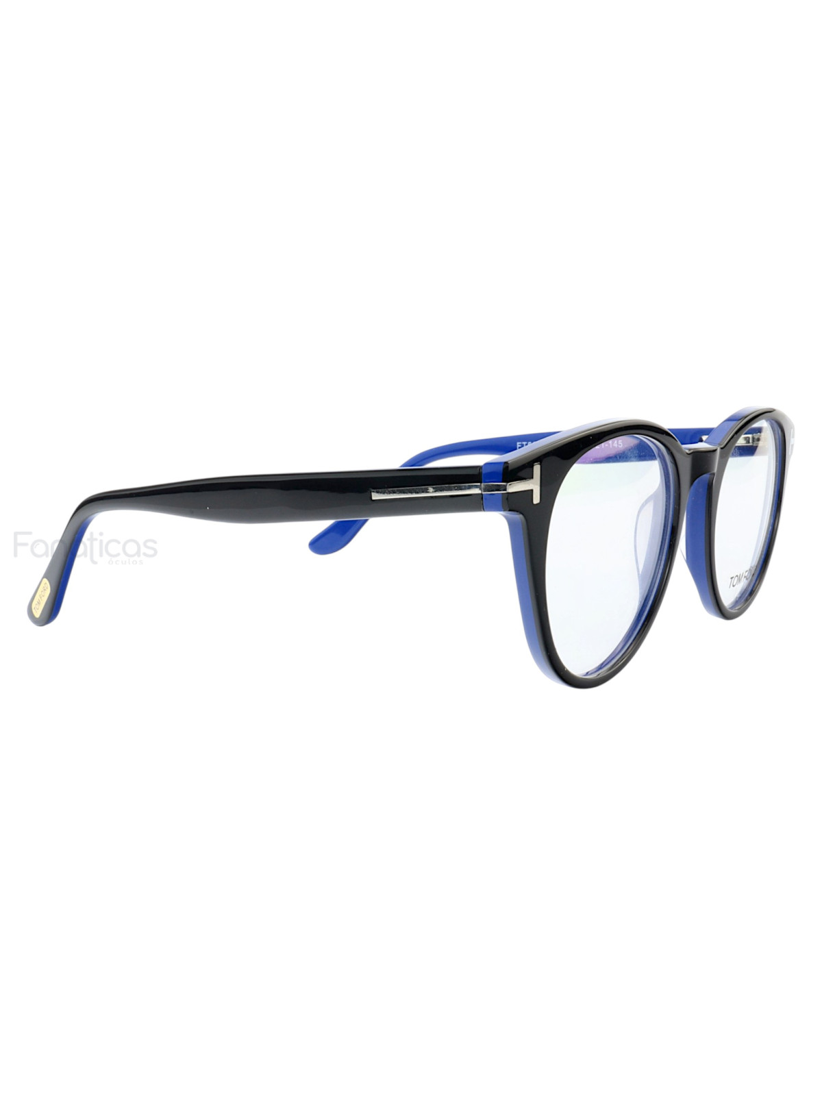 Armação de Óculos Redondo TF5695 Preto e Azul