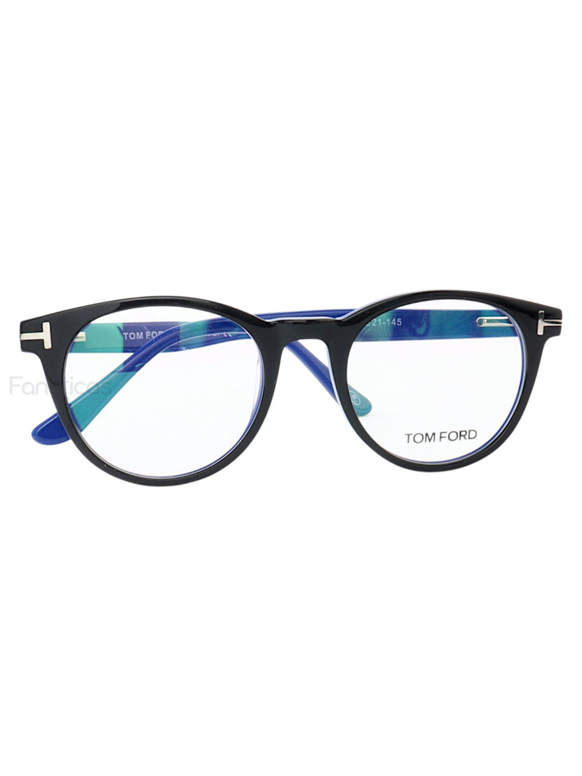 Armação de Óculos Redondo TF5695 Preto e Azul