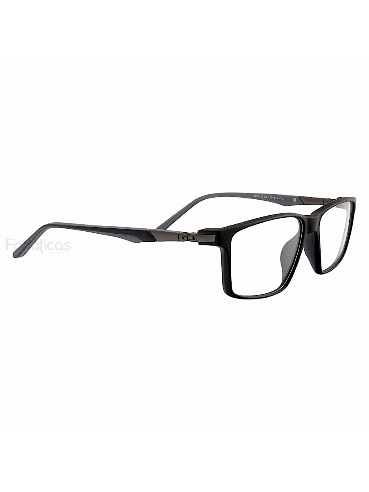 Armação de Óculos Retangular 180 C2 GZ9141 Preto e Cinza