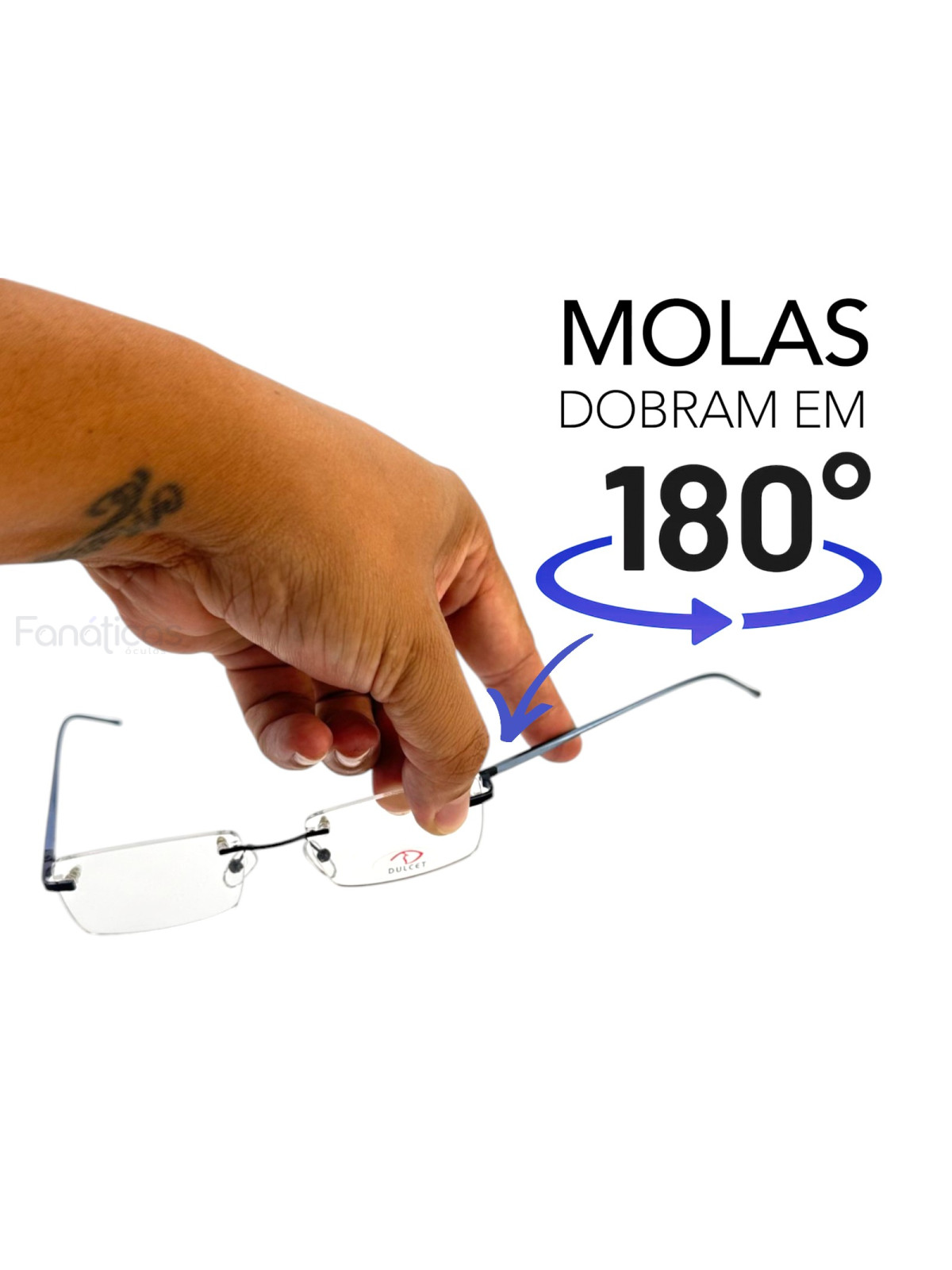 Armação de Óculos Retangular Balbriff Mola 180 Alumínio Azul