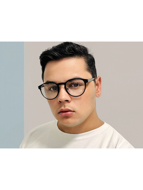 Armação de Óculos AQ240507 Redondo Preto e Vermelho