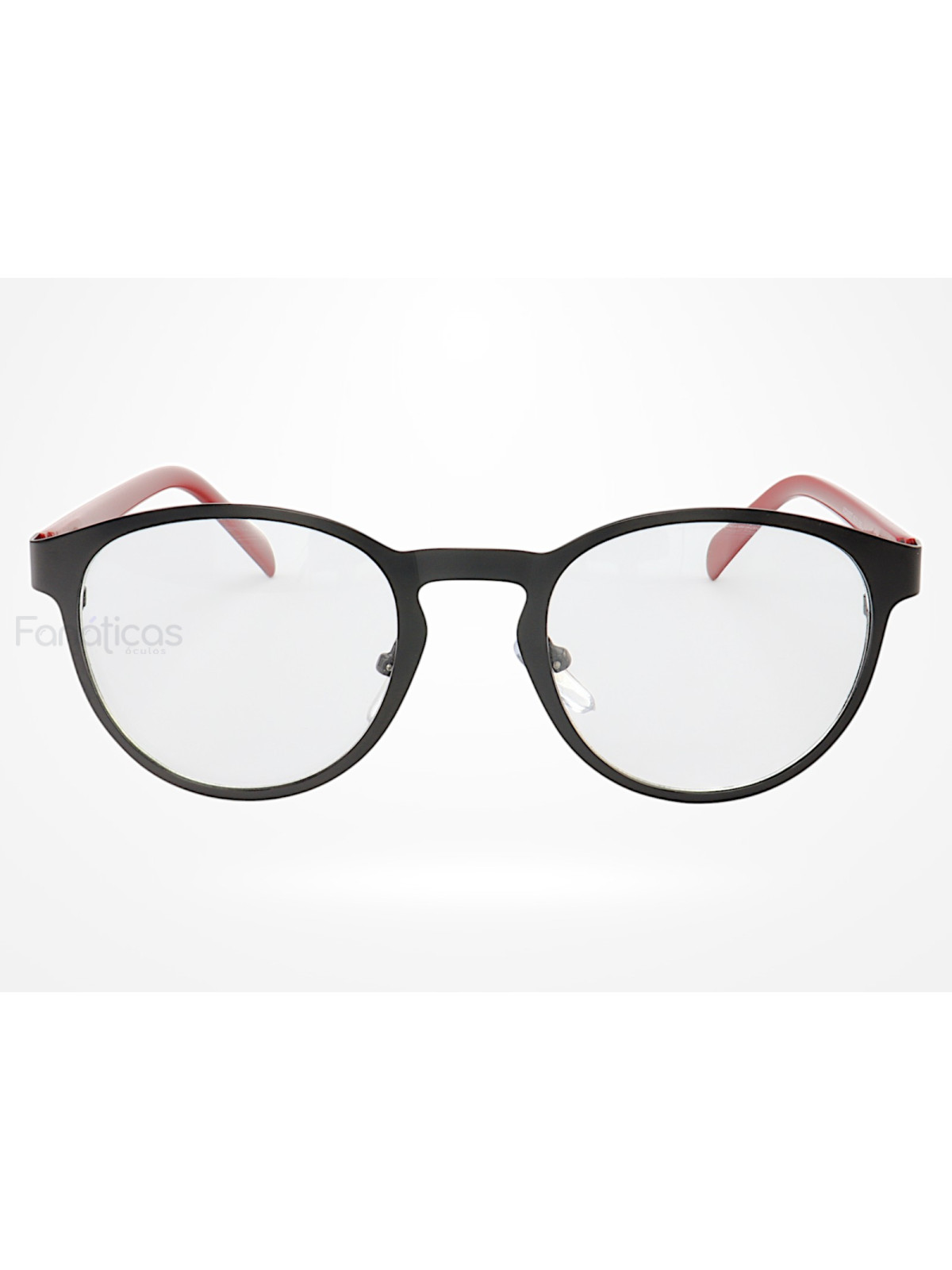 Armação de Óculos AQ240507 Redondo Preto e Vermelho