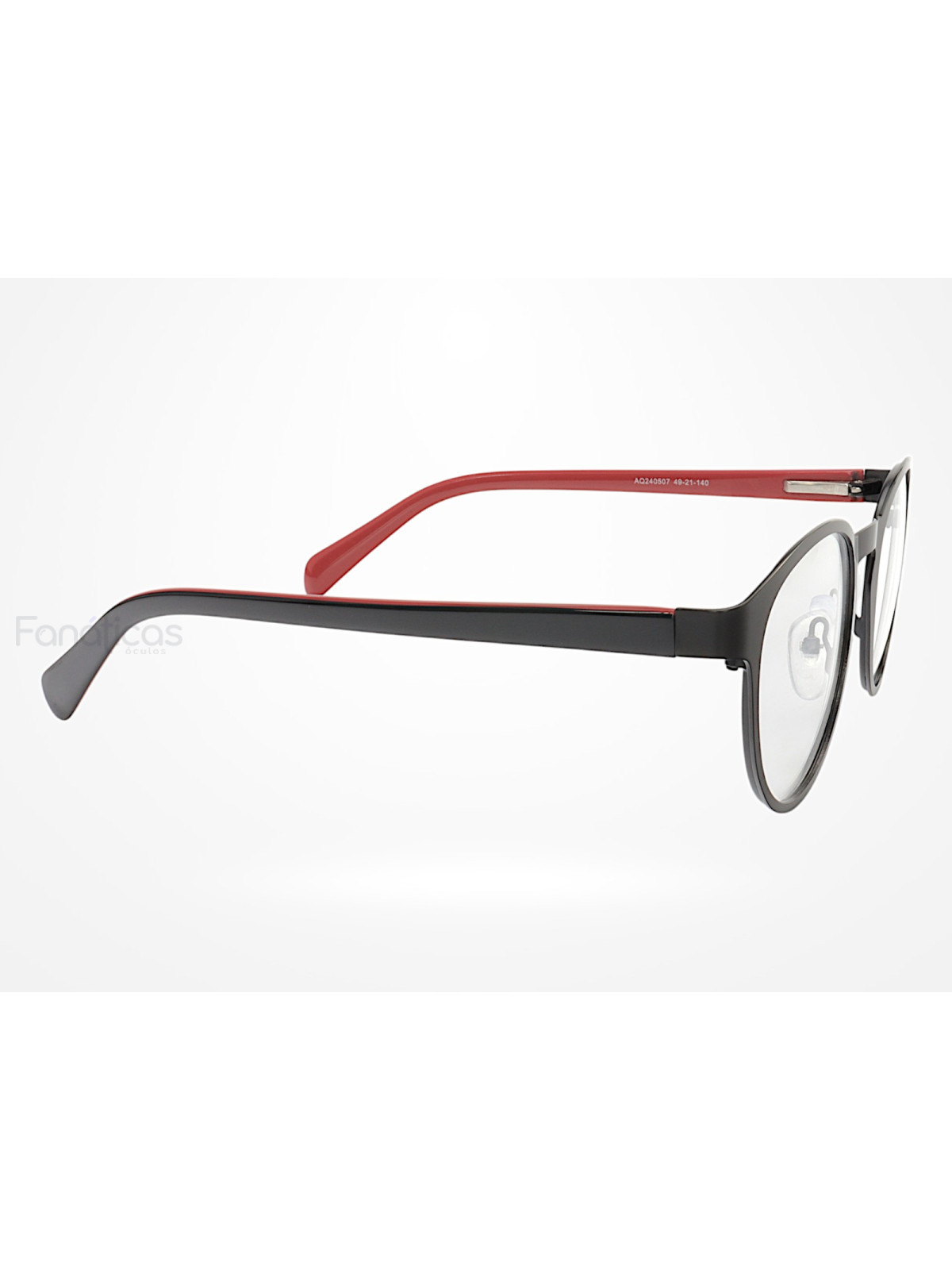 Armação de Óculos AQ240507 Redondo Preto e Vermelho