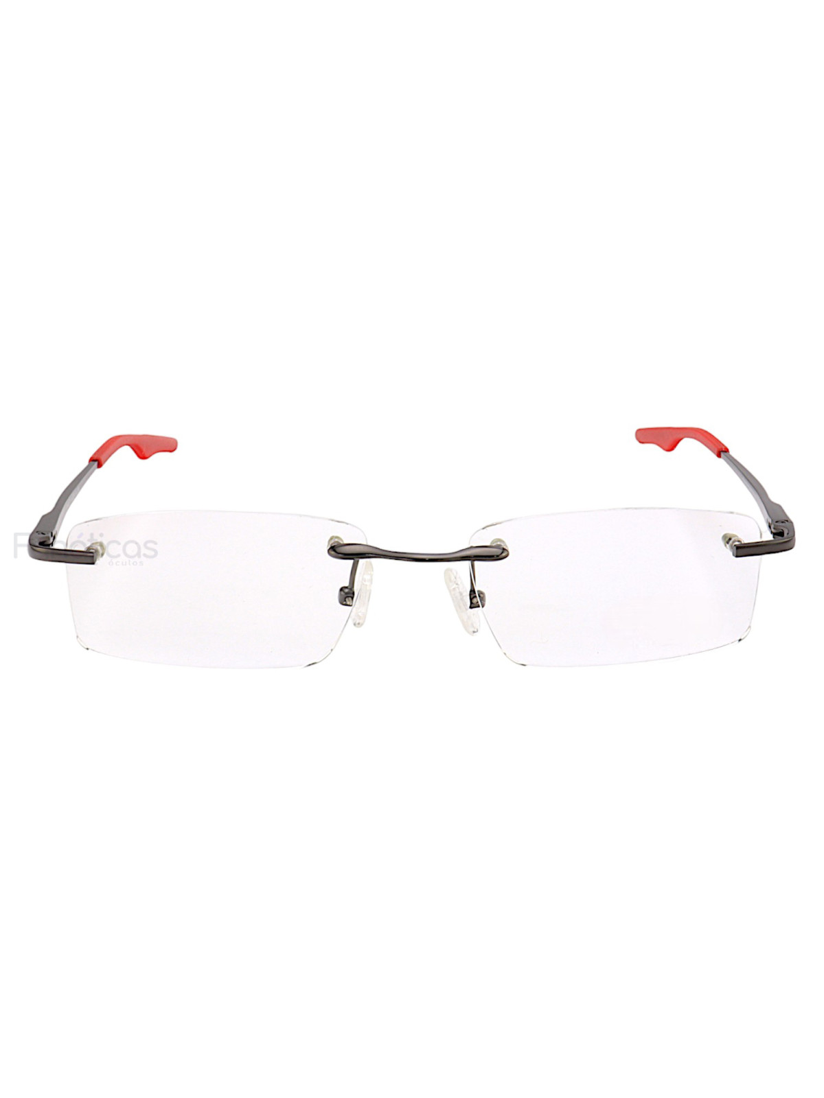 Armação de Óculos Retangular Flutuante Sem Aro Wingback Grafite Red