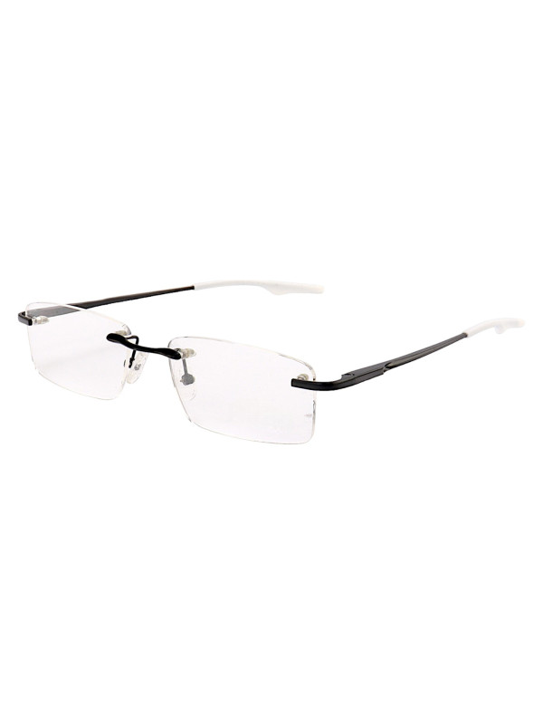 Armação de Óculos Retangular Flutuante Sem Aro Wingback Preto Branco