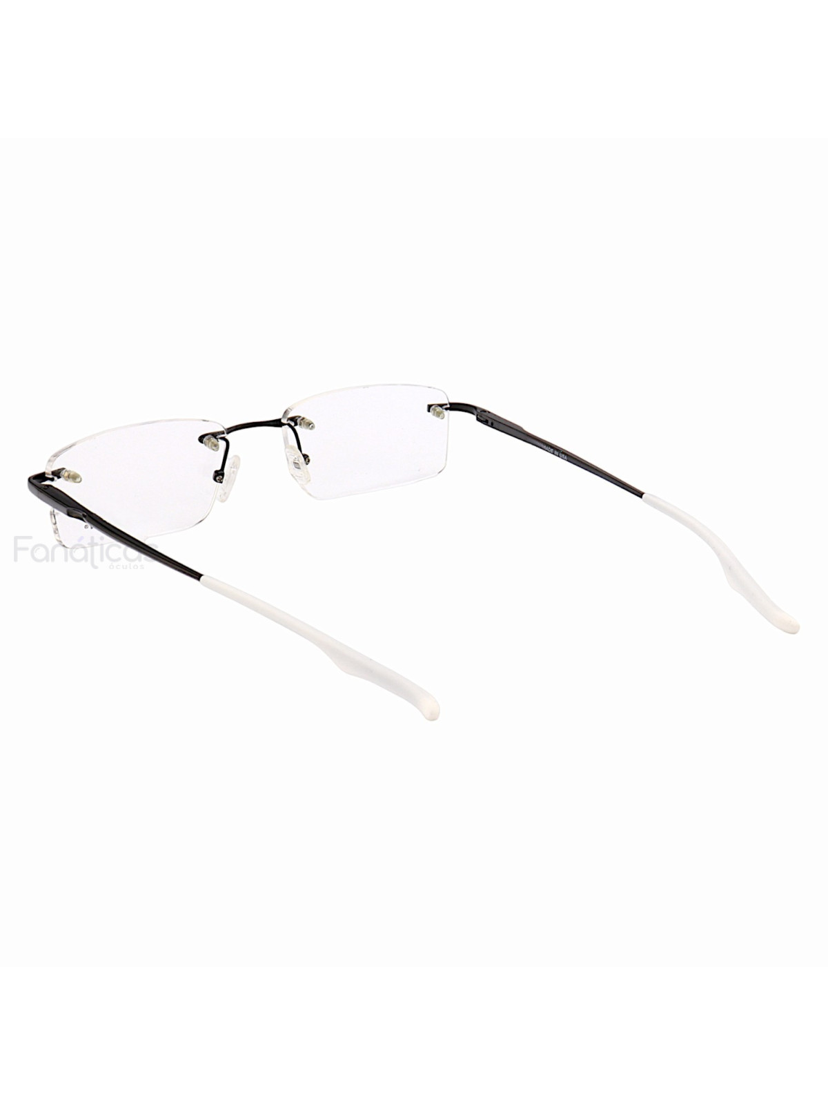 Armação de Óculos Retangular Flutuante Sem Aro Wingback Preto Branco