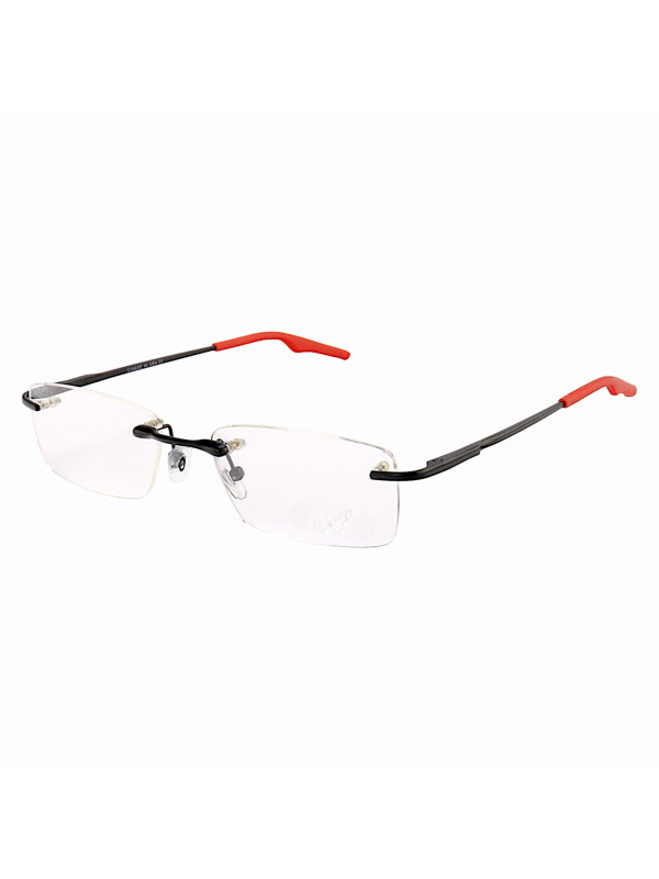 Armação de Óculos Retangular Flutuante Sem Aro Wingback Preto Vermelho