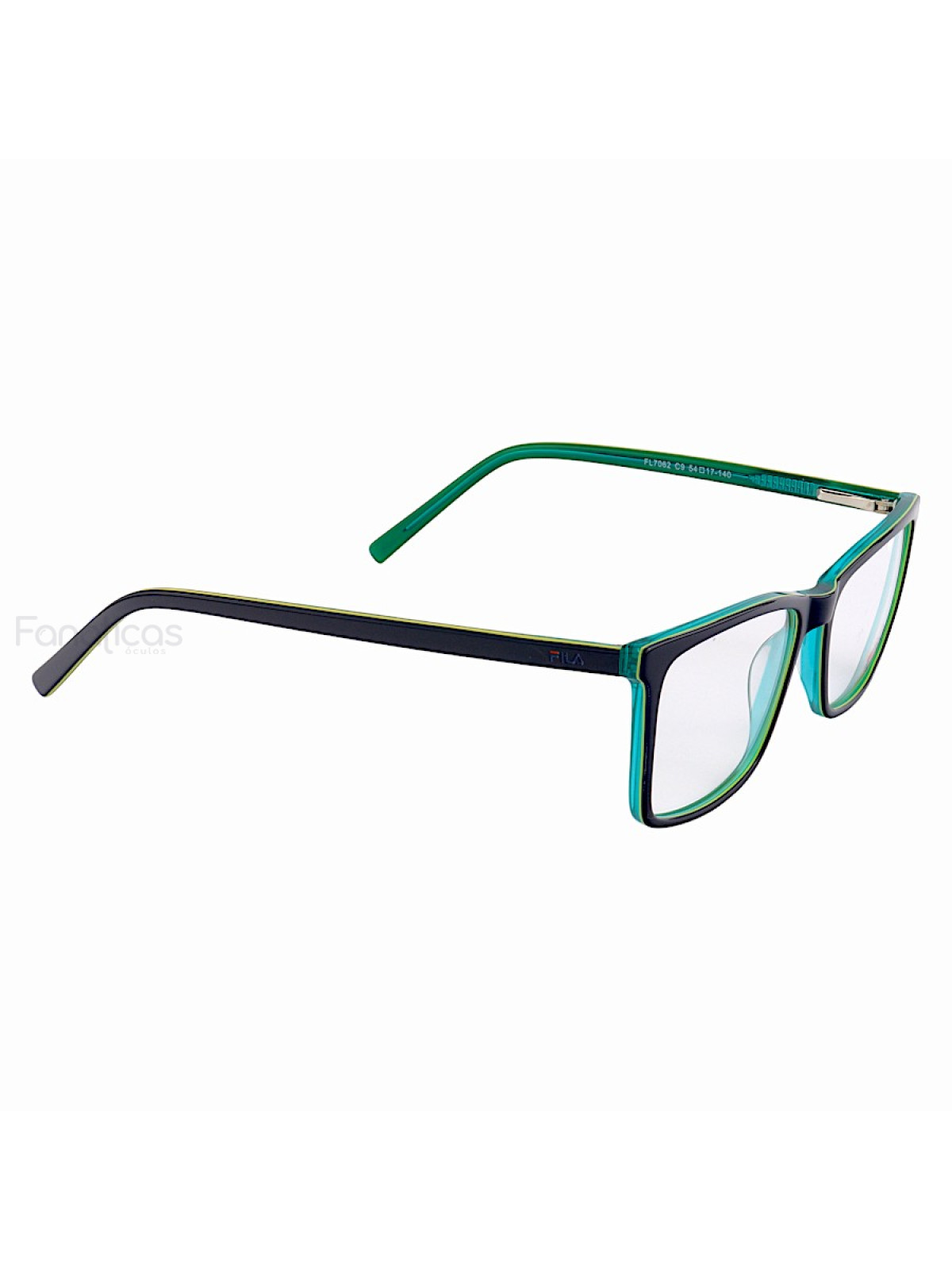 Armação de Óculos Retangular Masculina FL7062 Azul e Verde